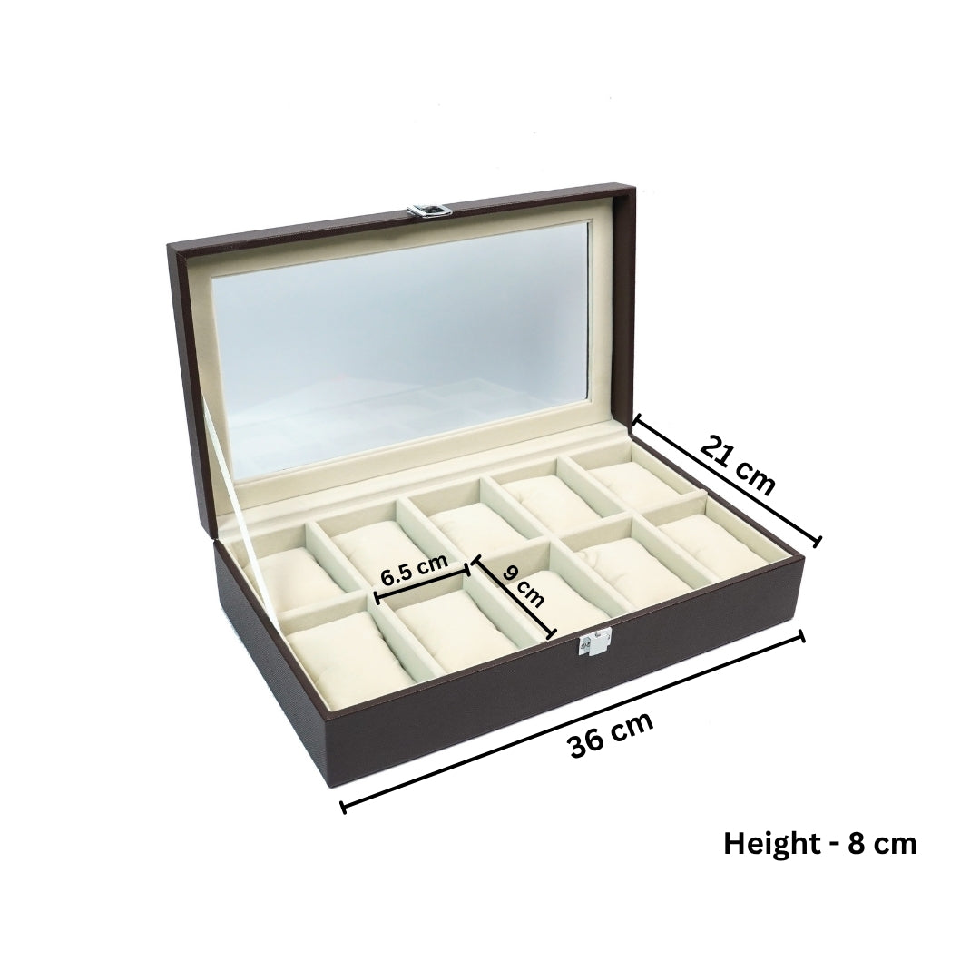 TBT 10 Slot Watch Box With Glass Top