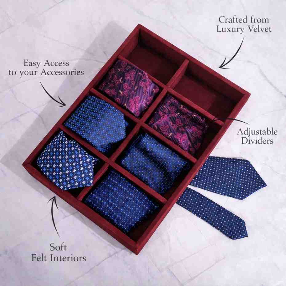 8 Slot Tie & Pocket Square Tray