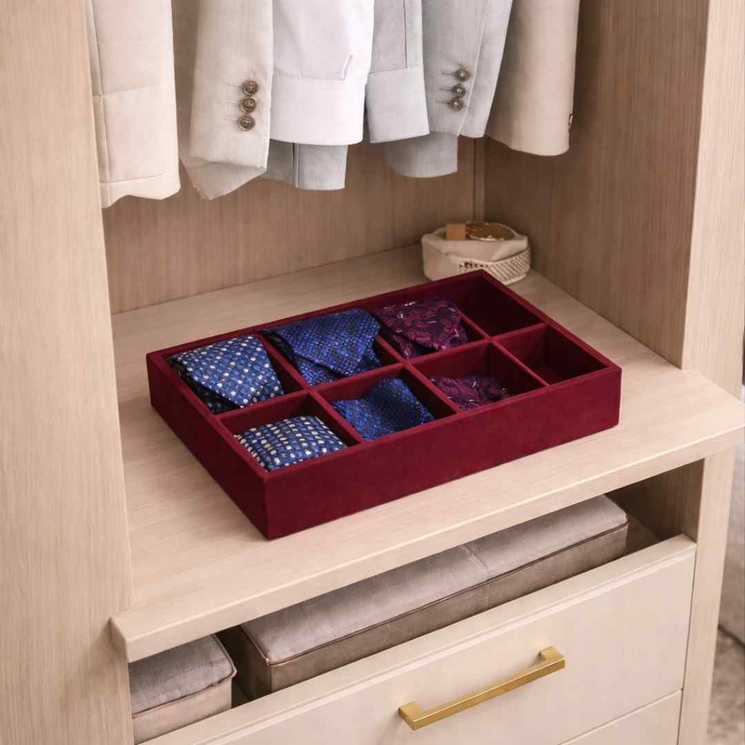 8 Slot Tie & Pocket Square Tray
