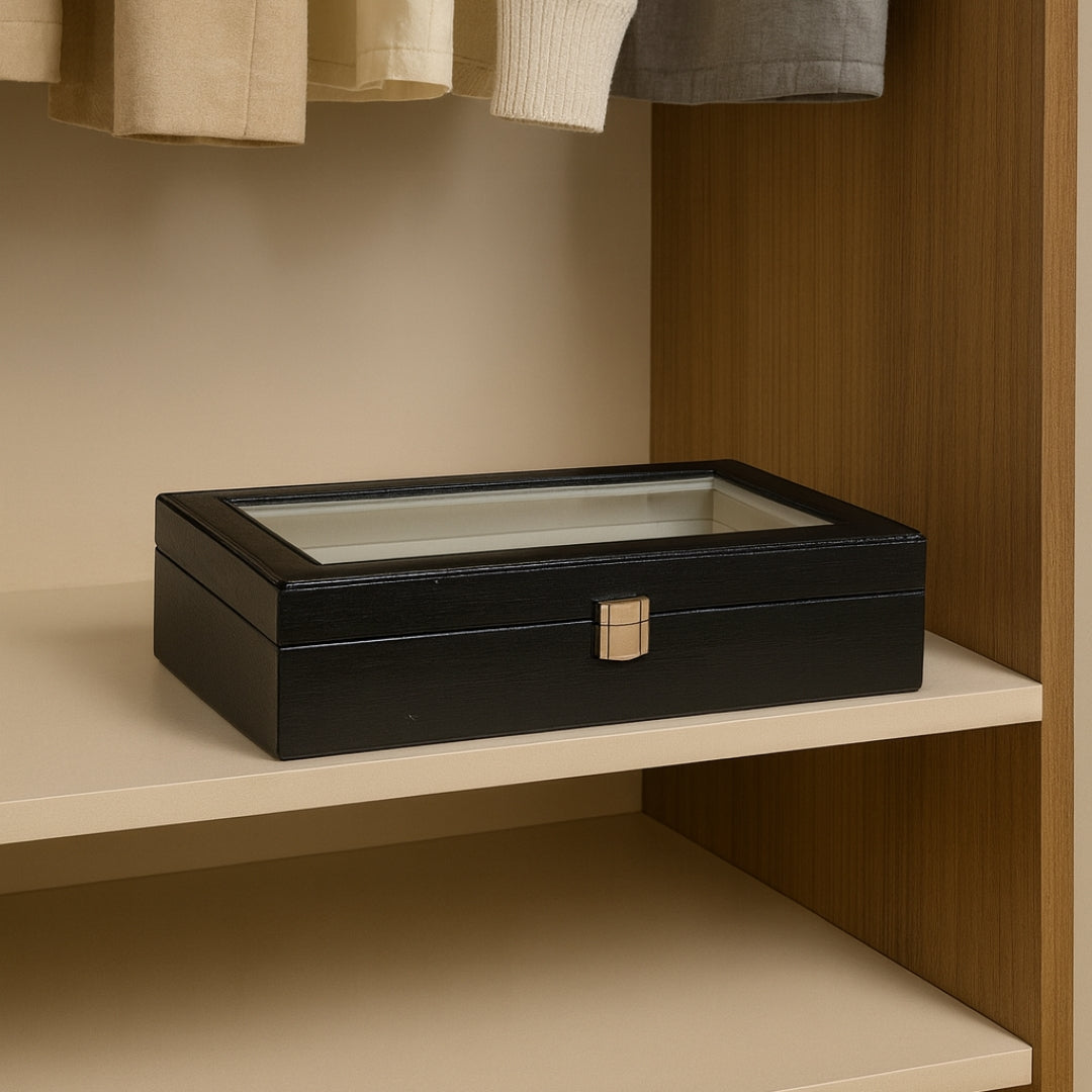 Plain Jewellery & Accessory Organiser Box with Glass Lid