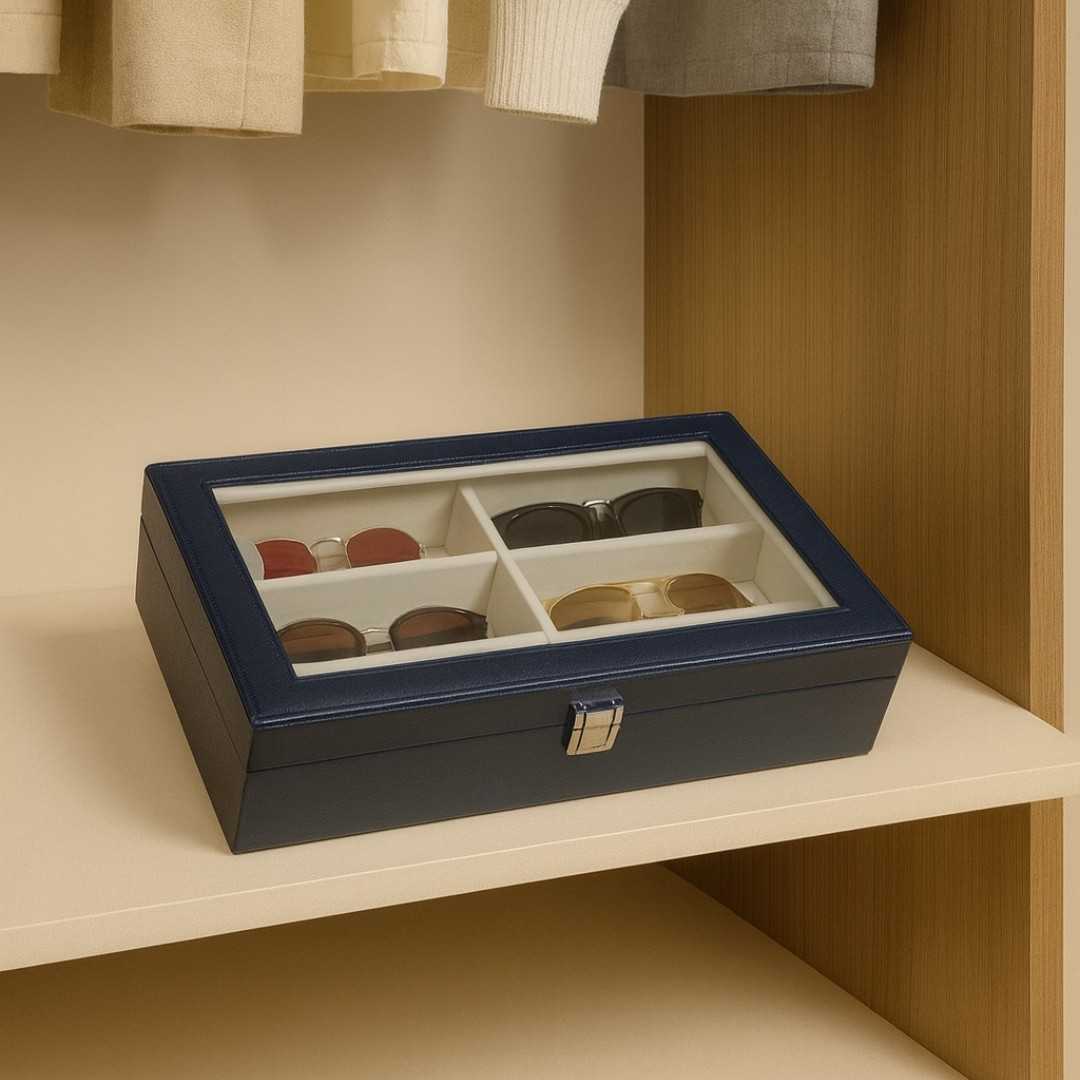 TBT 6-Slot Sunglass Organiser Box with Glass Top