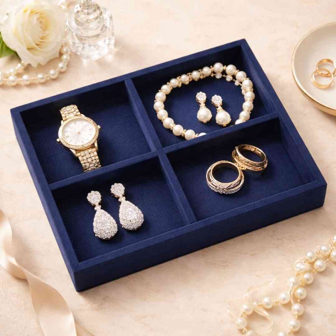 Luxury Small 4 Grids Jewellery Tray