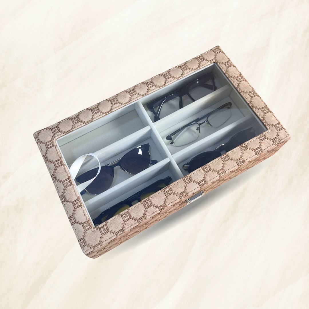 Designer 6 Slot Sunglass Organiser Box With Glass Top