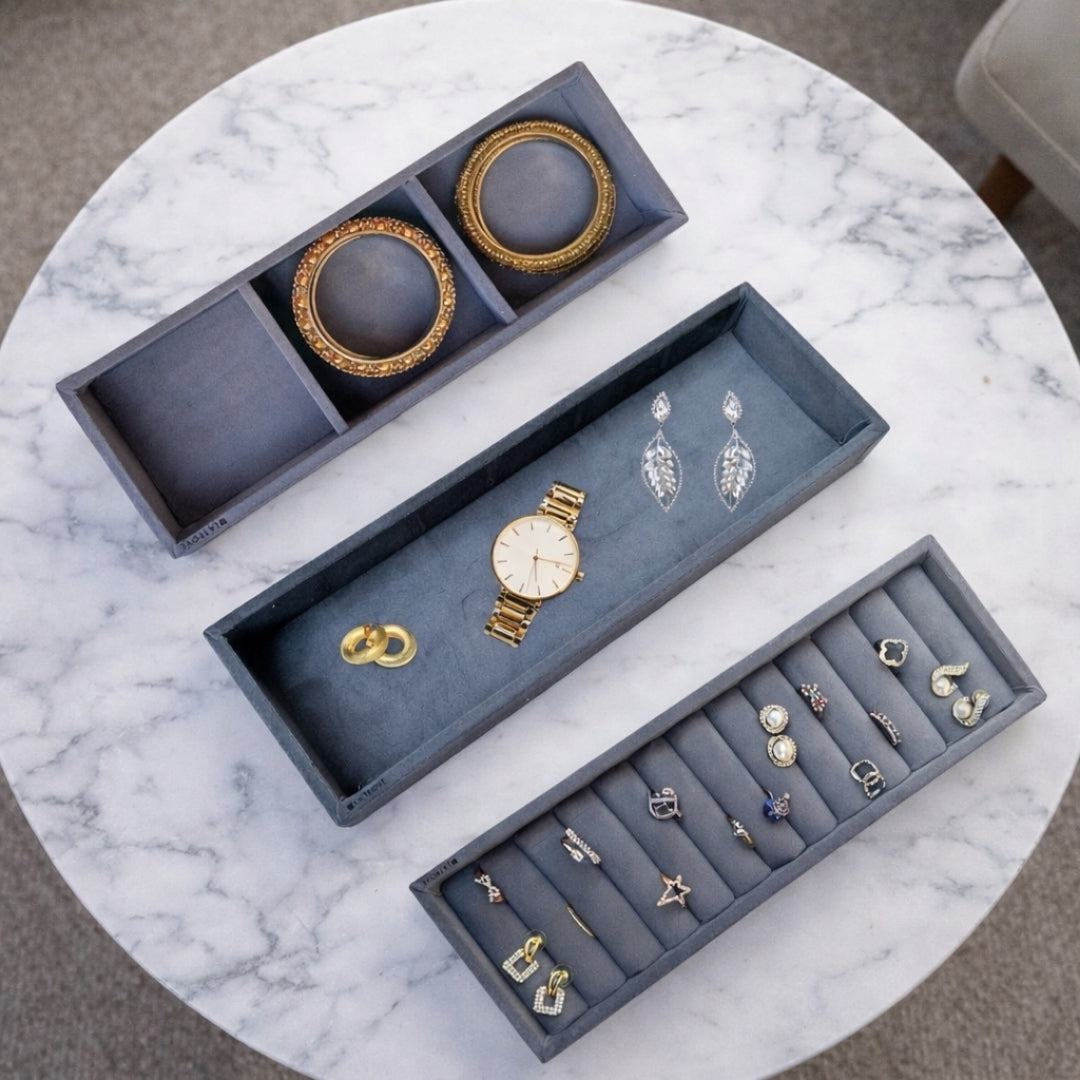 Jewellery Tray Combo – Ring, 3 Grid & Plain Organiser