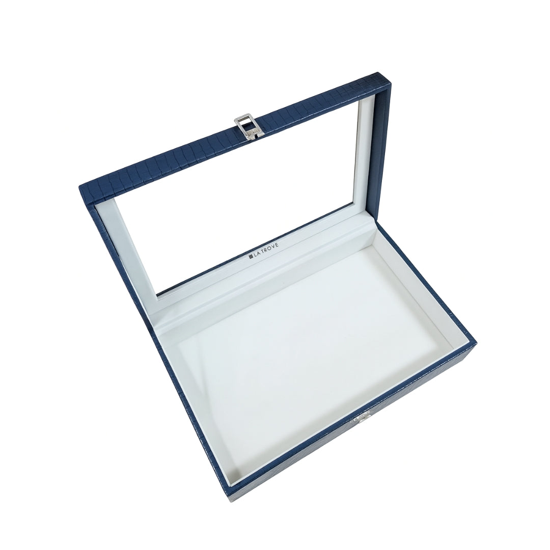Plain Jewellery & Accessory Organiser Box with Glass Lid