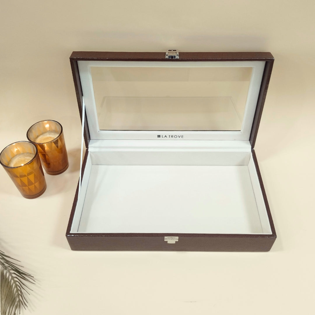 Plain Jewellery & Accessory Organiser Box with Glass Lid