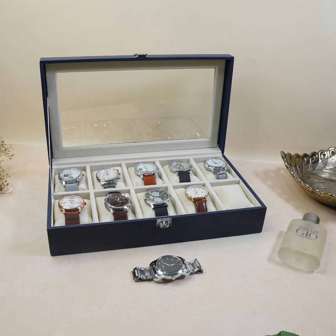 TBT 10 Slot Watch Box With Glass Top