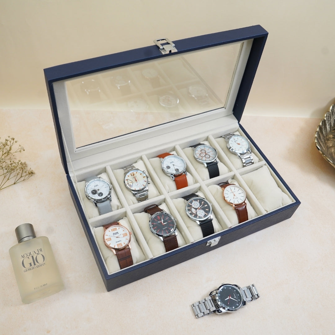 TBT 10 Slot Watch Box With Glass Top