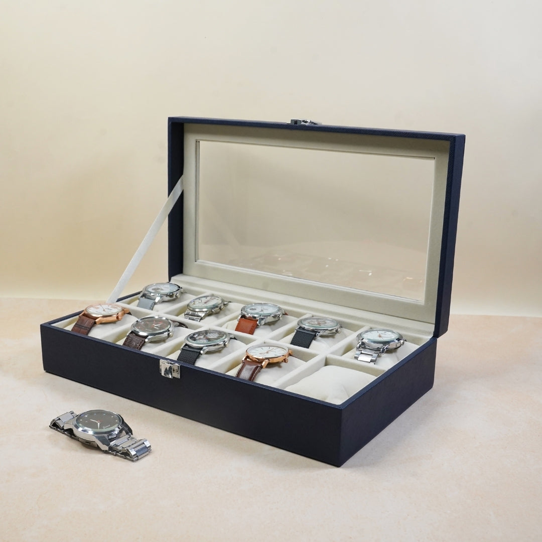 TBT 10 Slot Watch Box With Glass Top