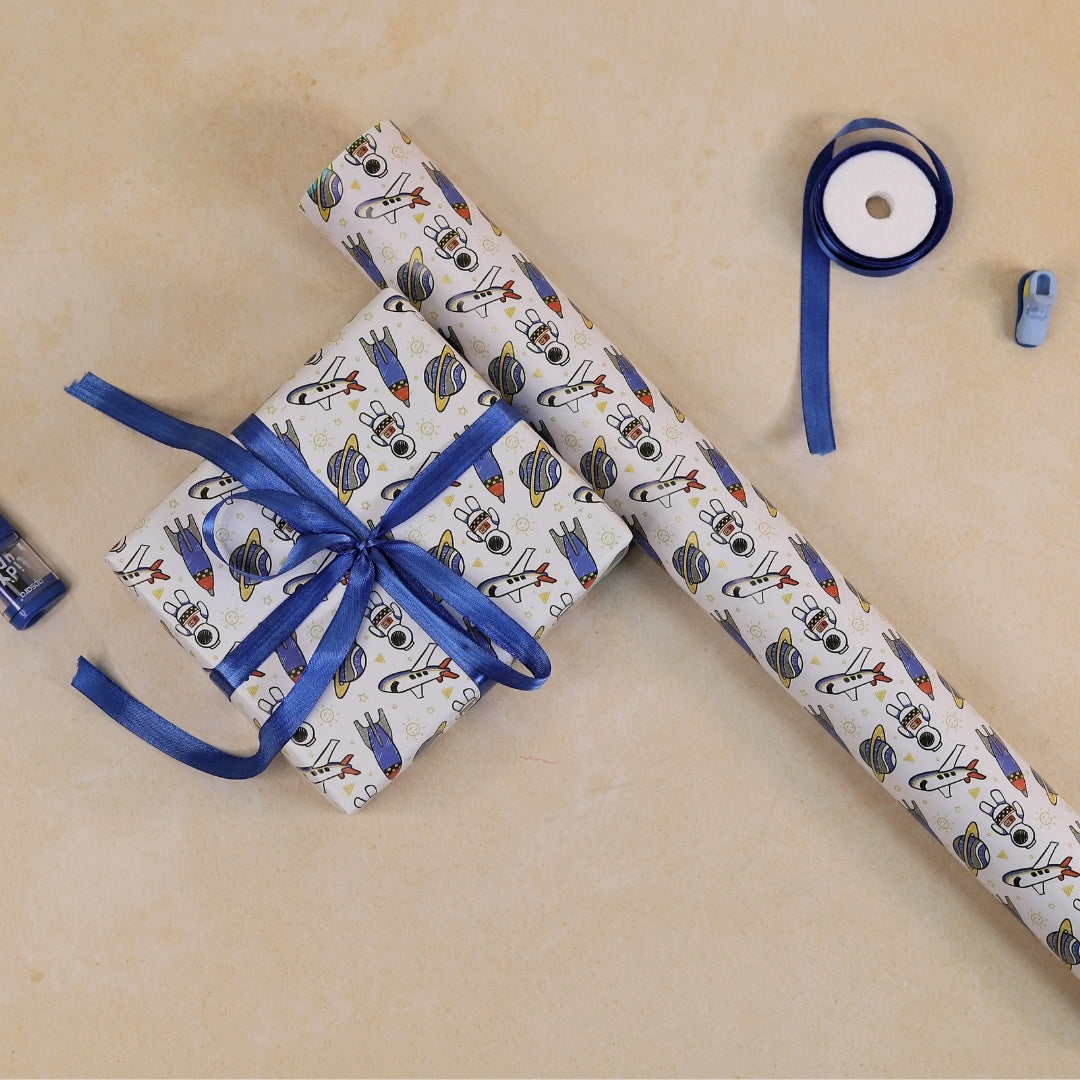 Galaxy design space wrapping paper sheet.