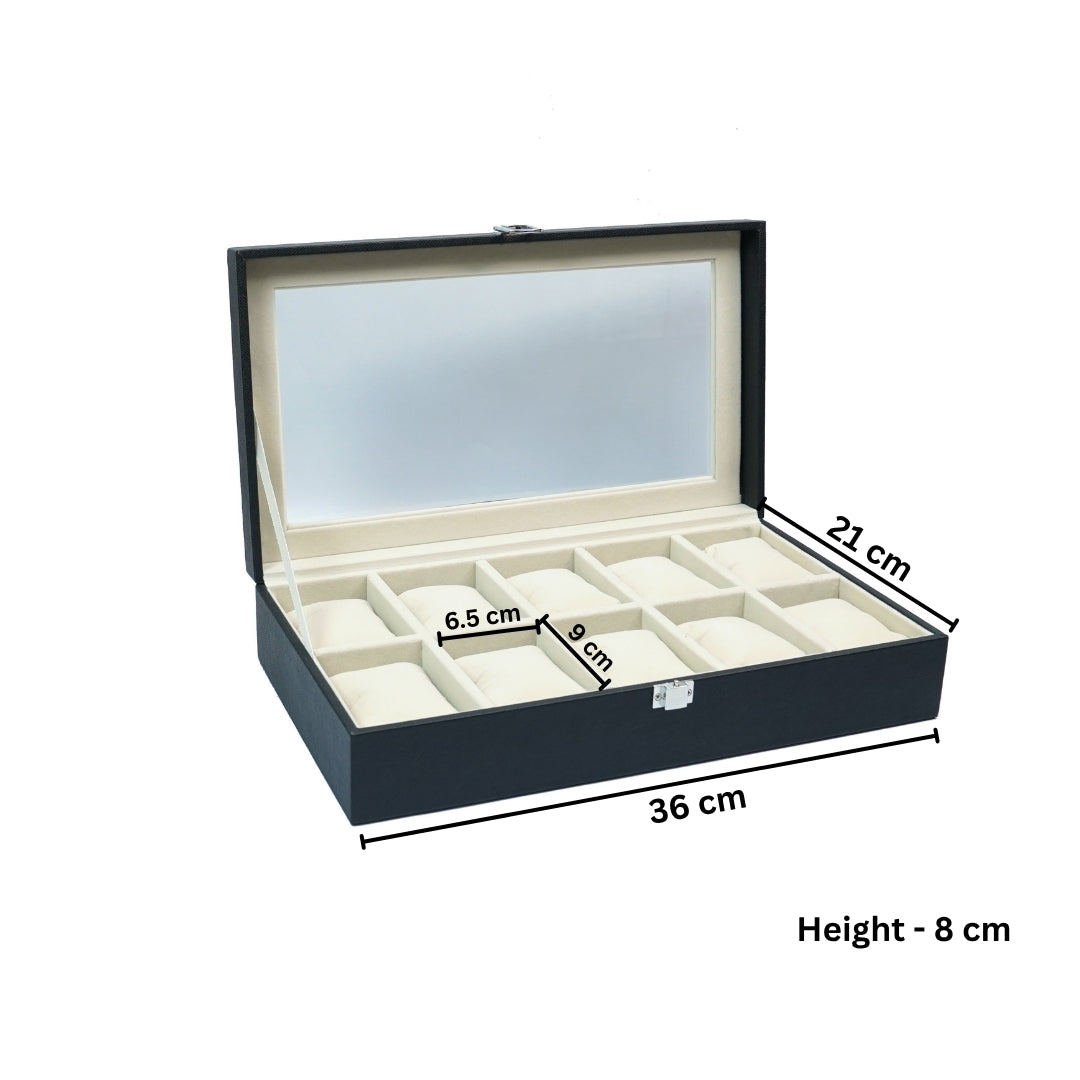 TBT 10 Slot Watch Box With Glass Top