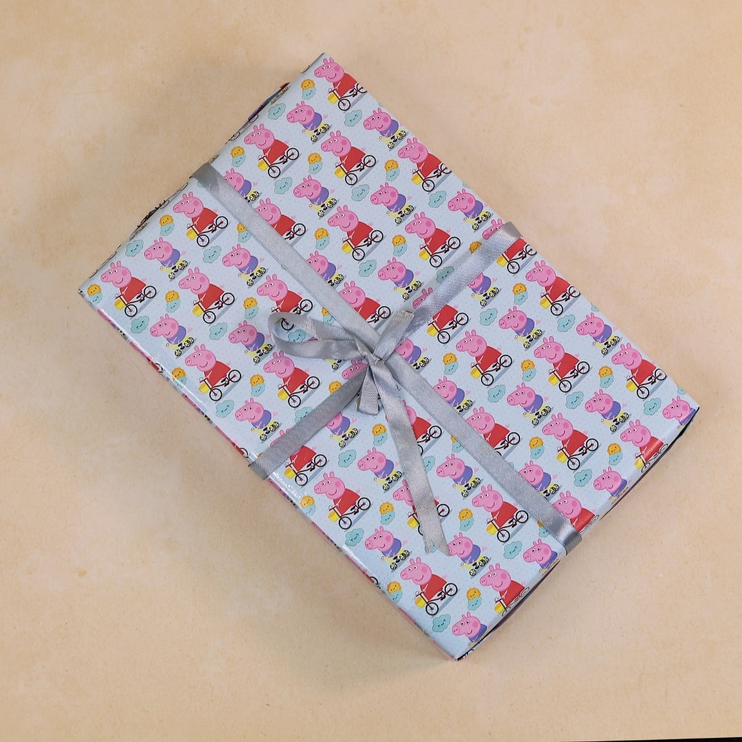 Peppa Pig cartoon wrapping paper for birthdays.