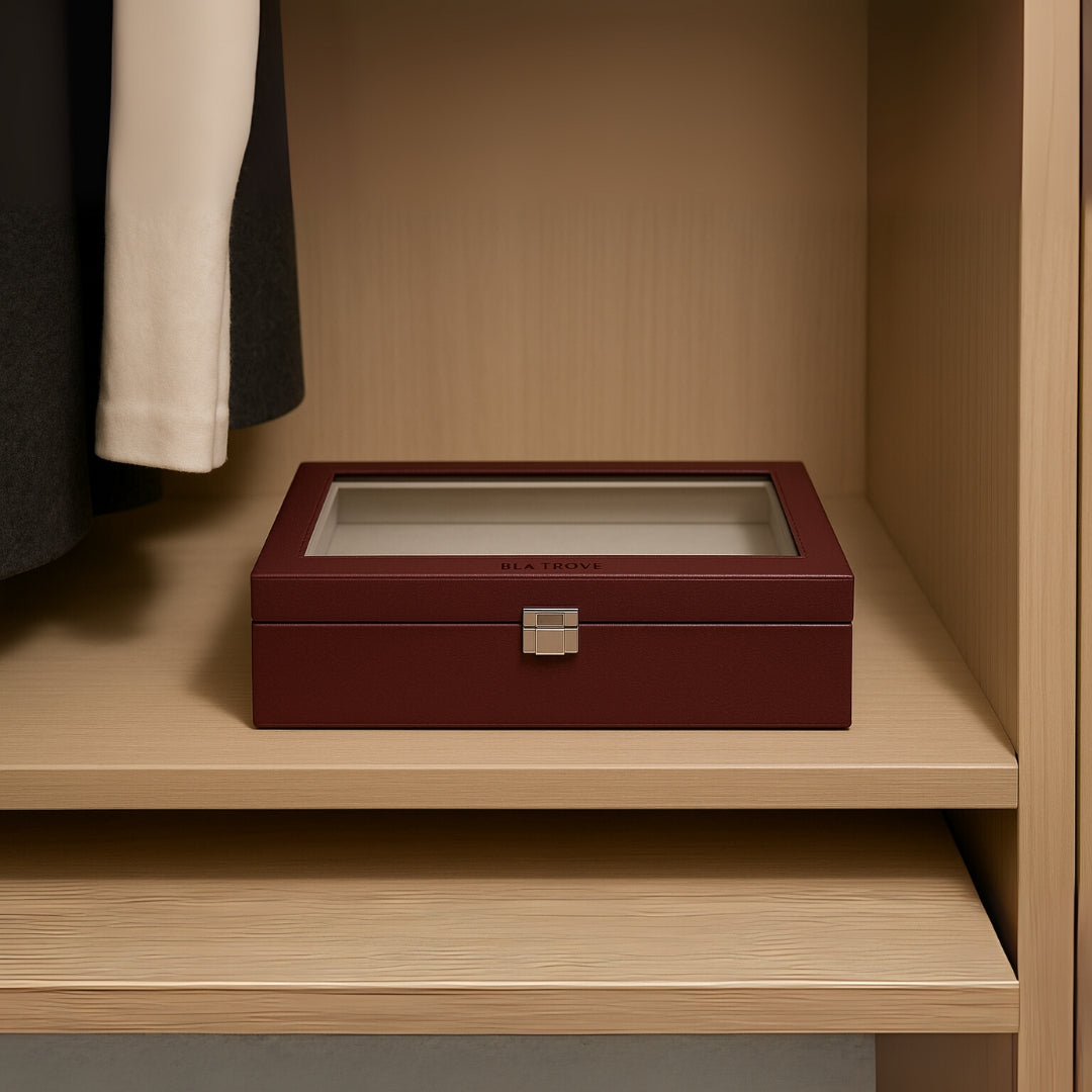 TBT 6-Slot Sunglass Organiser Box with Glass Top