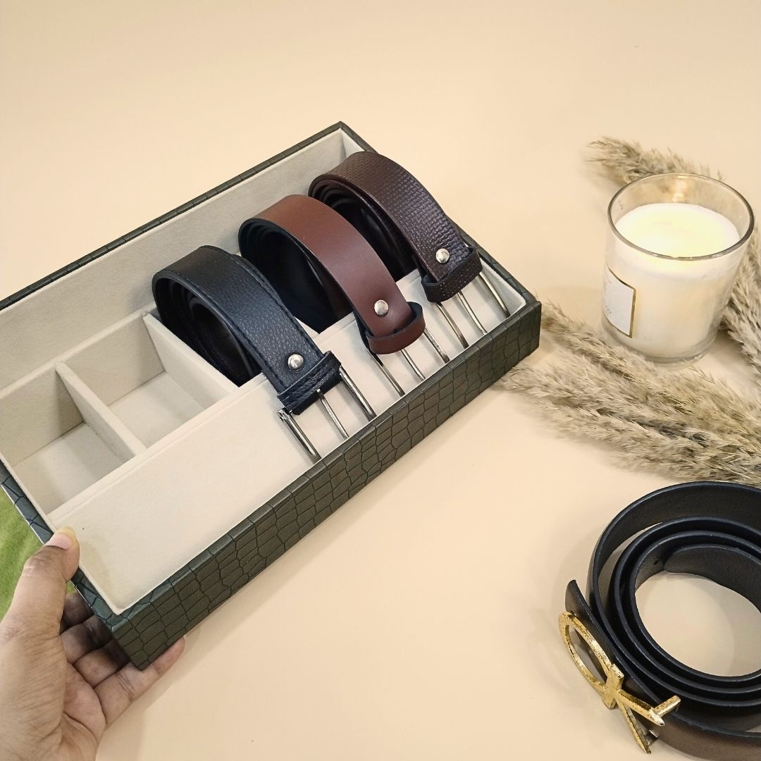 5 Slot Luxury Vegan Leather Belt Tray