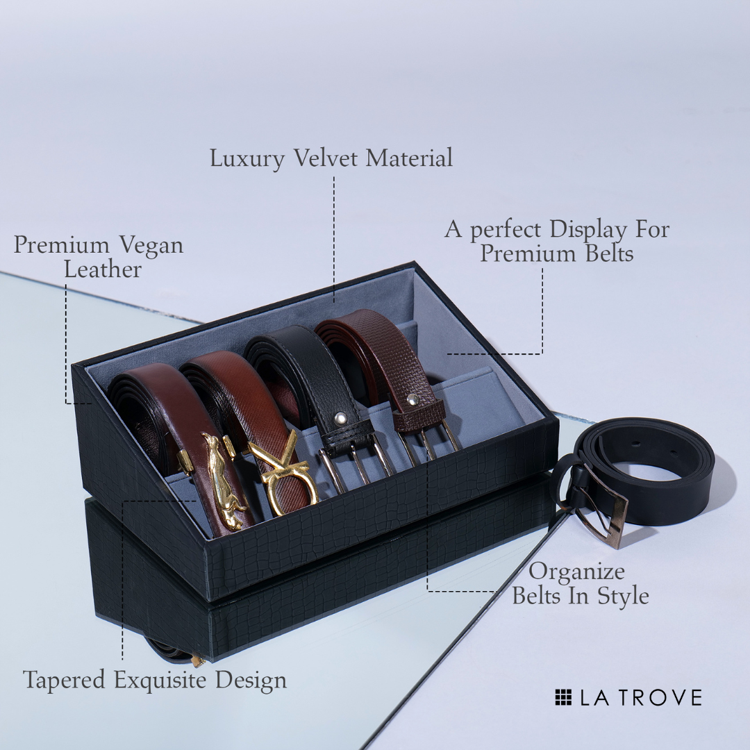 5 Slot Luxury Vegan Leather Belt Tray