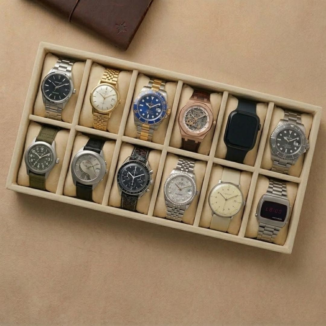 12 Slot Watch Organizer tray for Watches, Smartwatches & Bracelets