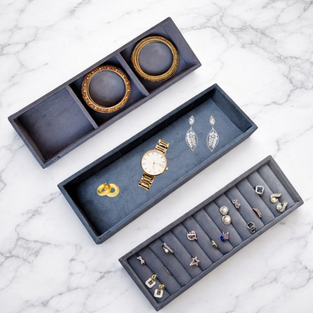 Jewellery Tray Combo – Ring, 3 Grid & Plain Organiser