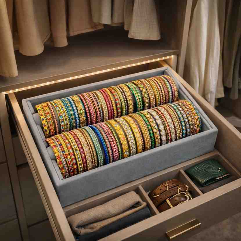 Double Rod Bangle Box – Elegant Storage for Bangles, Bracelets & Kada
