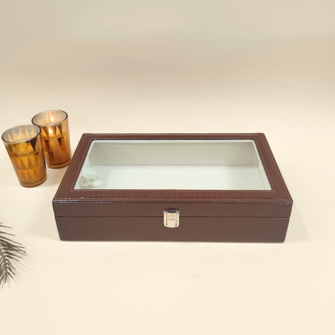 Plain Jewellery & Accessory Organiser Box with Glass Lid