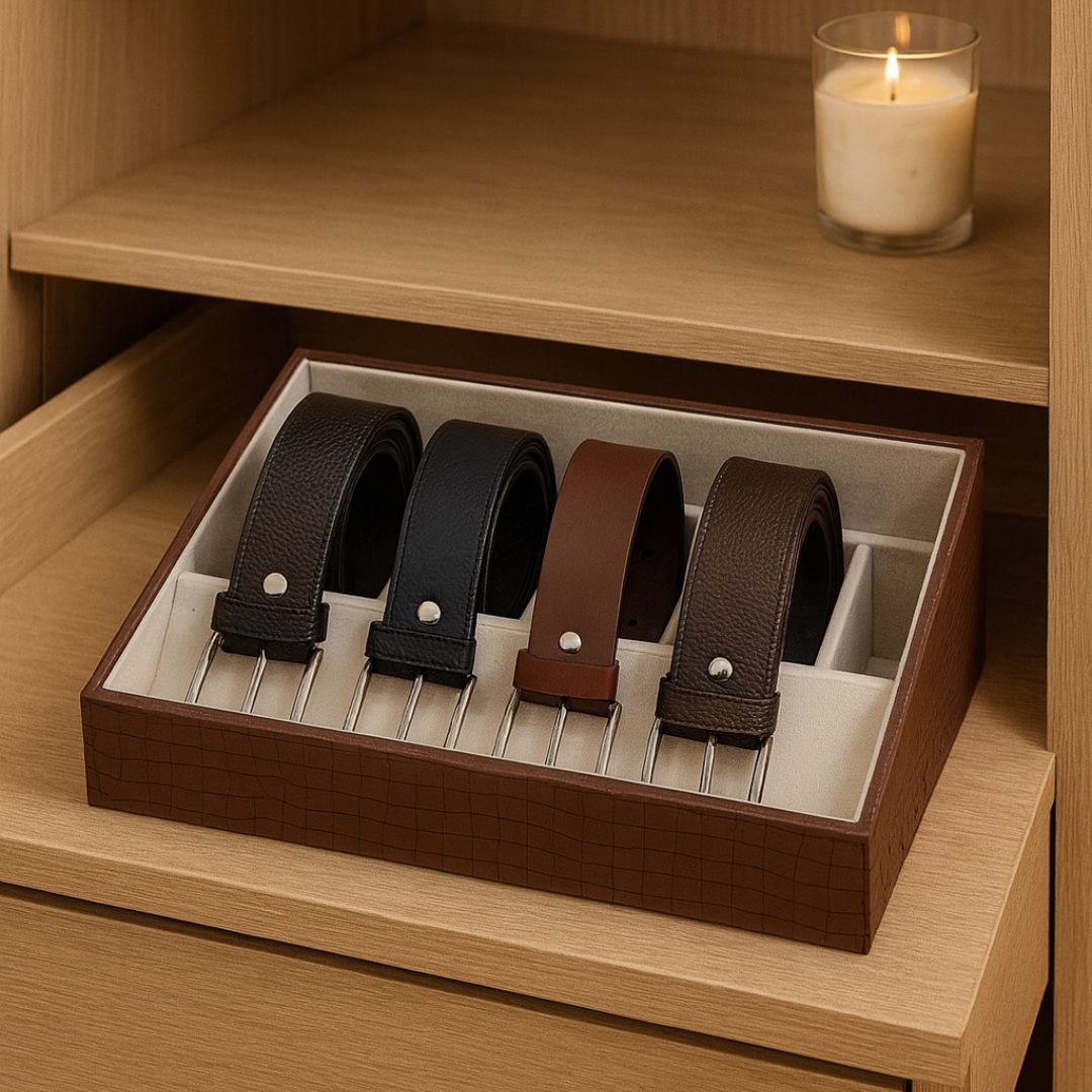 5 Slot Luxury Vegan Leather Belt Tray