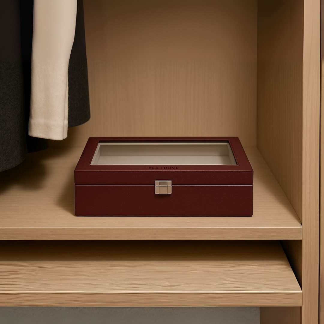 TBT 6-Slot Sunglass Organiser Box with Glass Top