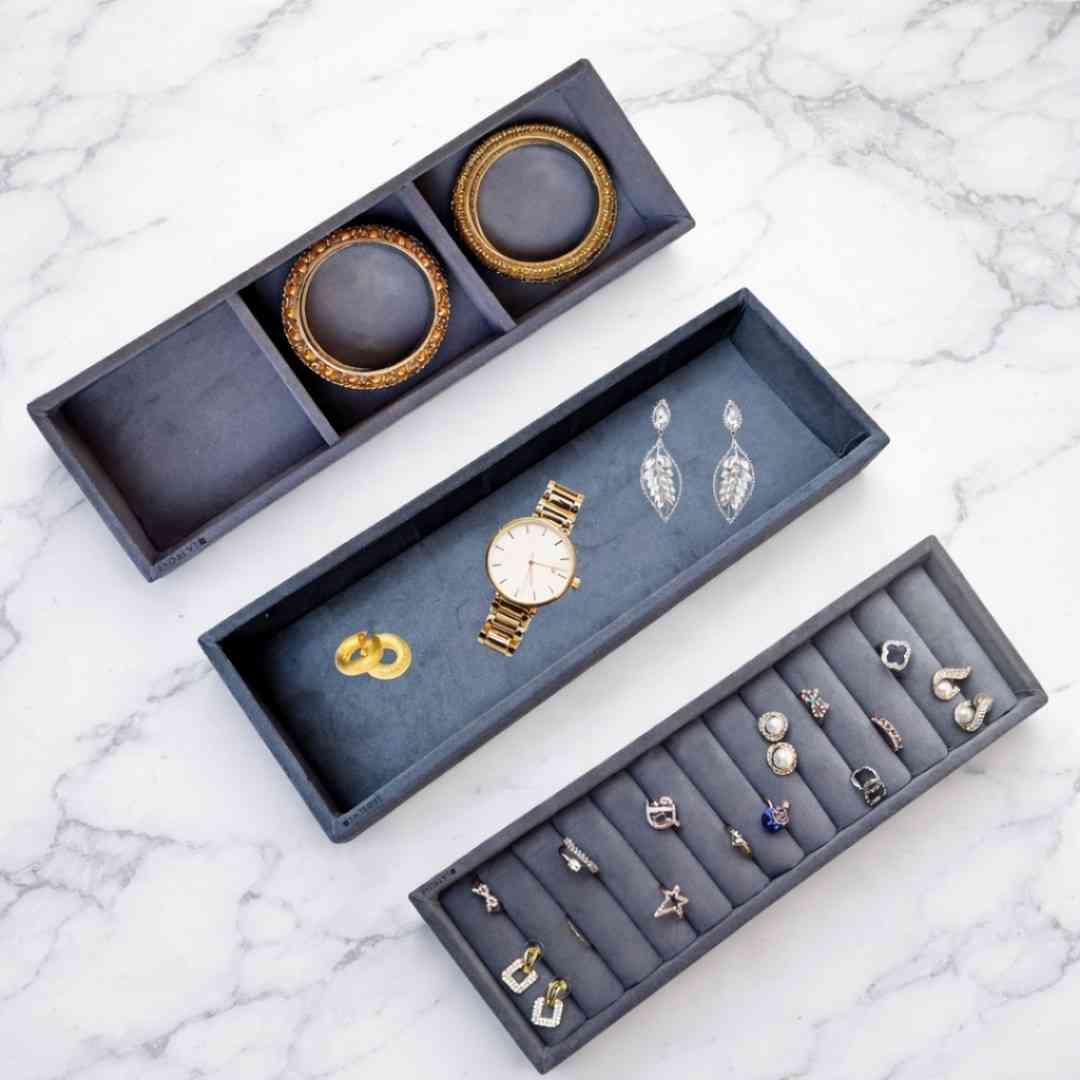 Jewellery Tray Combo Ring, 3 Grid & Plain Organizer