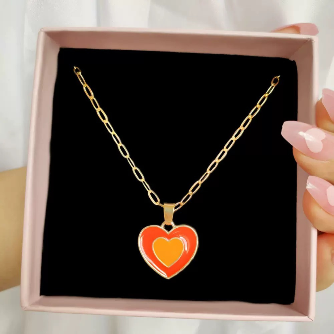 Coloured Heart Necklace – Elegant pendant on display.