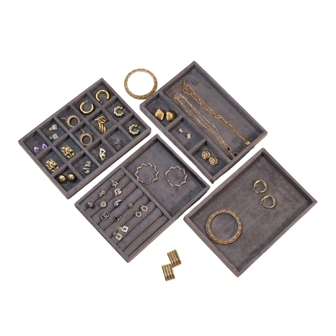 TBT Set of 4 Suede Drawer Jewelry Organizer Trays