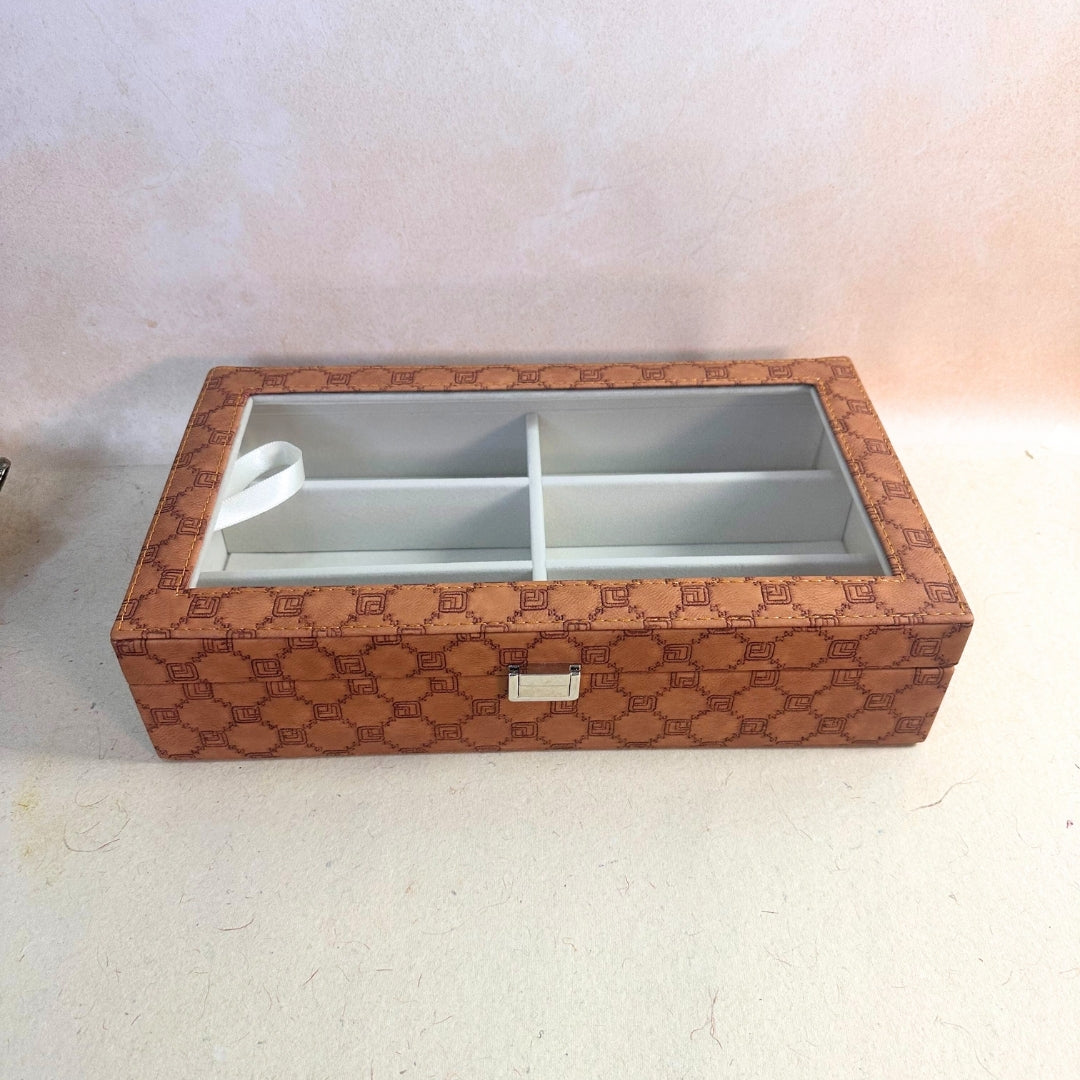 Designer 6 Slot Sunglass Organiser Box With Glass Top