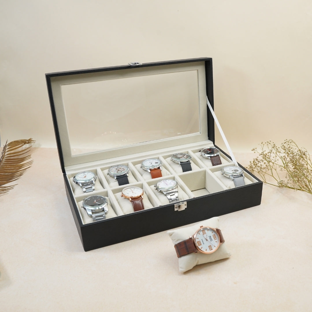 TBT 10 Slot Watch Box With Glass Top