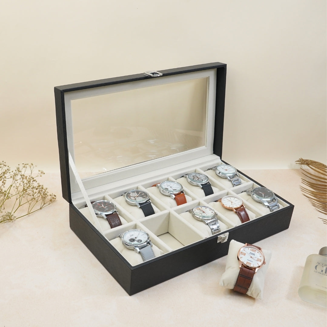 TBT 10 Slot Watch Box With Glass Top