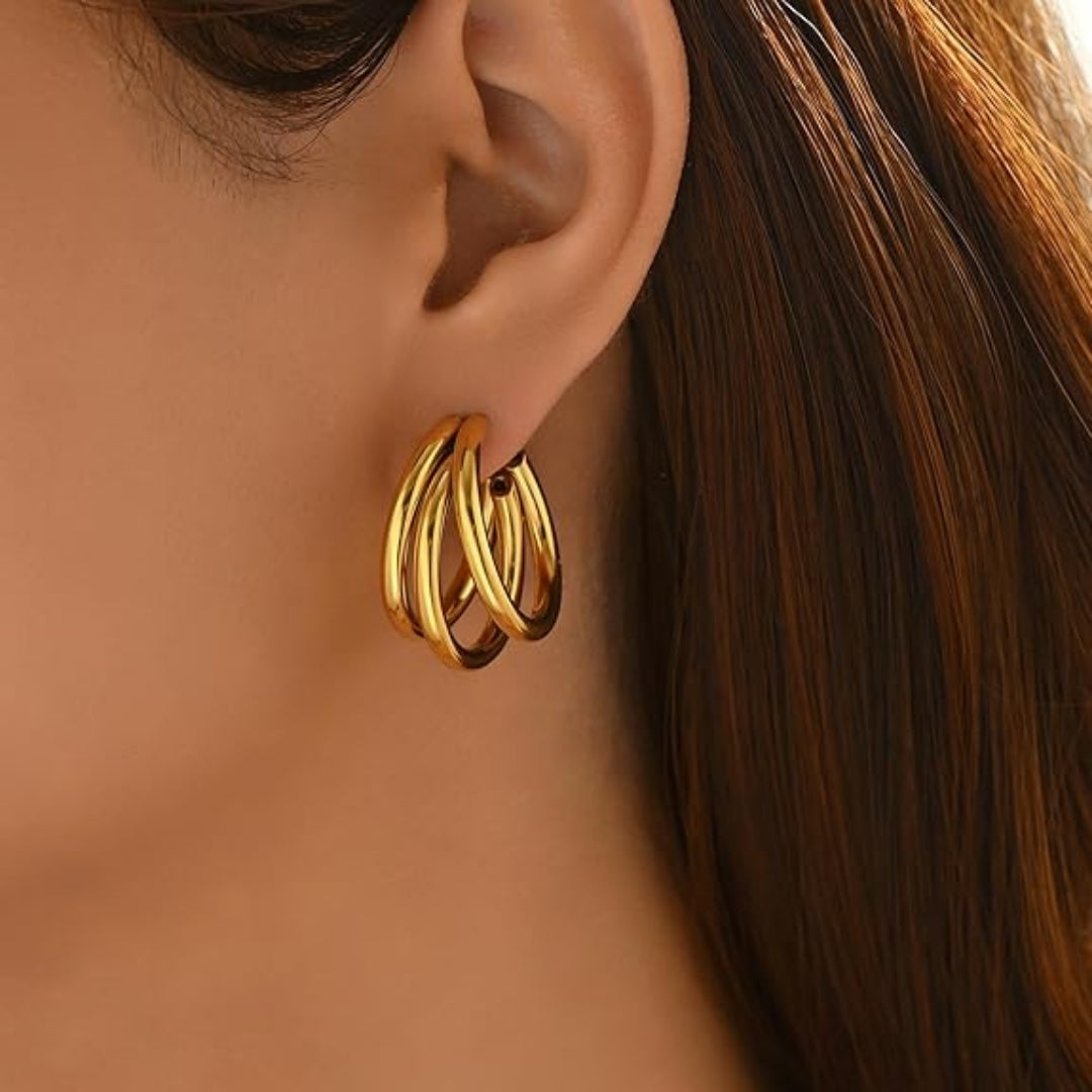 LaTrove premium triple layered hoop earrings.