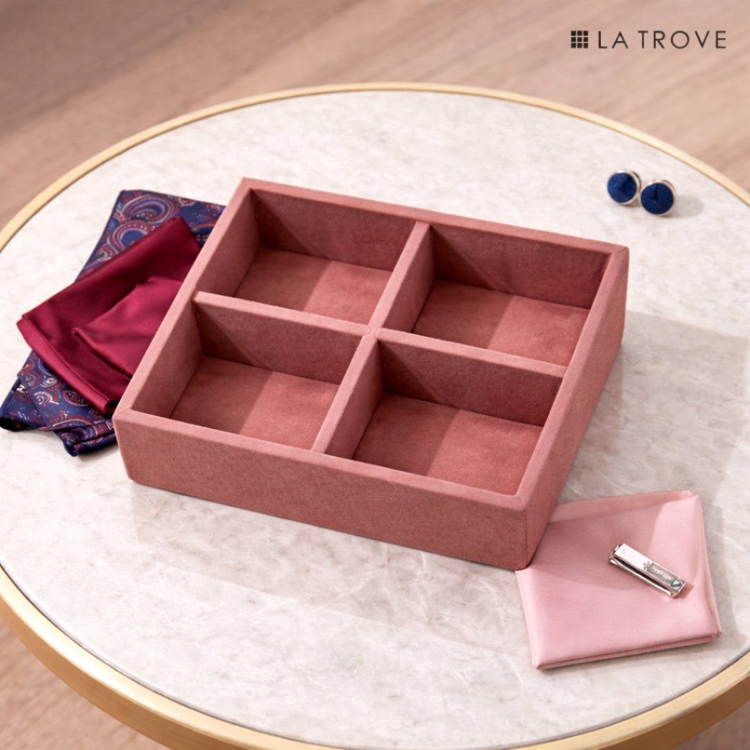 4 Slot Tie & Pocket Square Tray