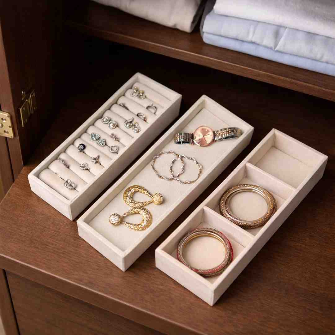 Jewellery Tray Combo Ring, 3 Grid & Plain Organizer