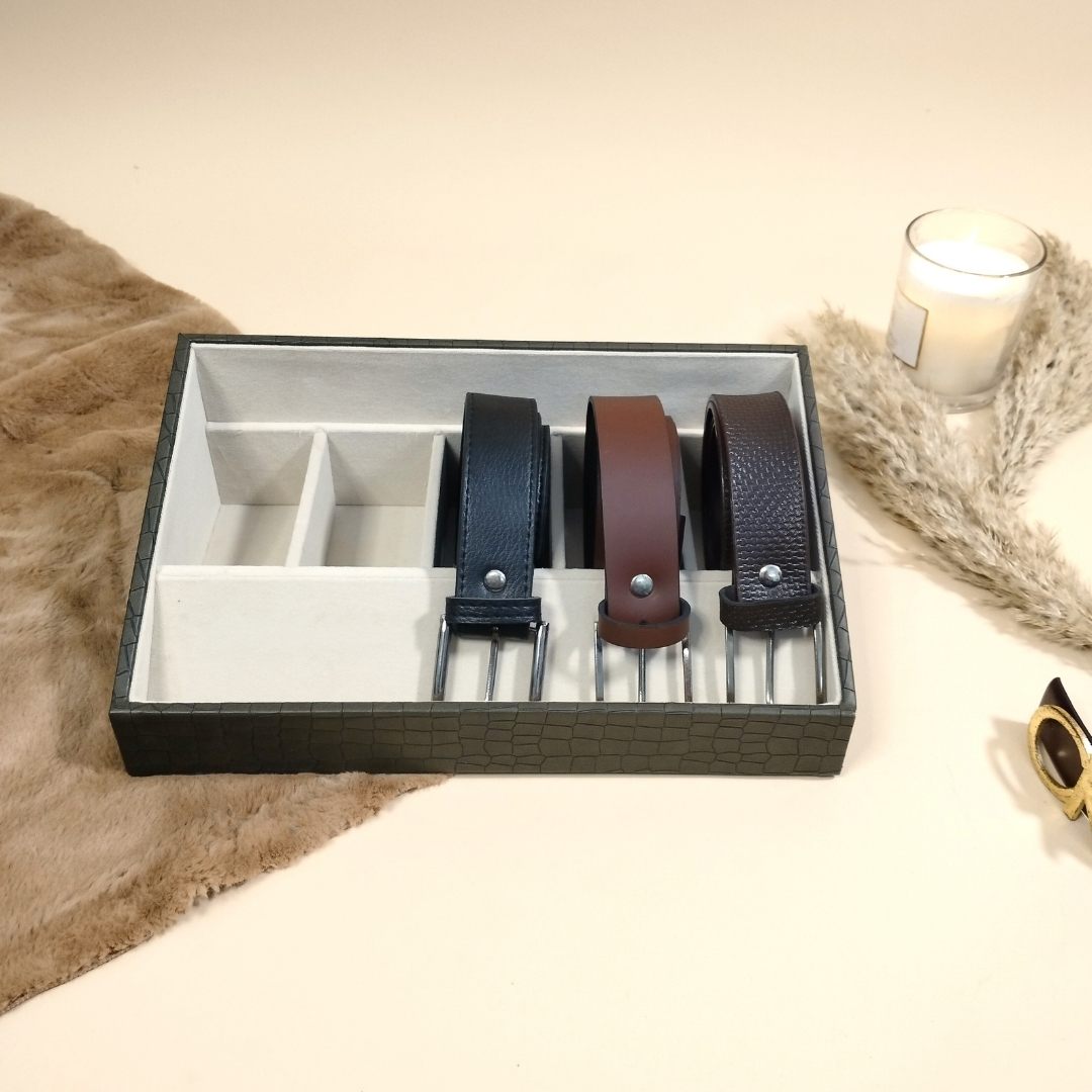 5 Slot Luxury Vegan Leather Belt Tray