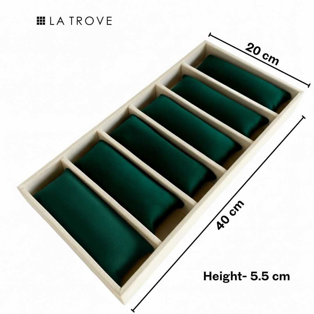 6 Slot Velvet Organiser Tray with Pillows