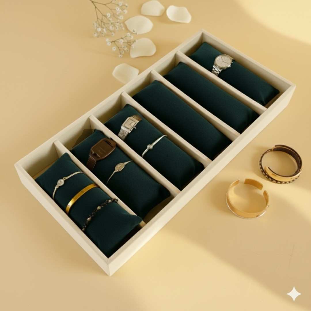 6 Slot Velvet Organiser Tray with Pillows