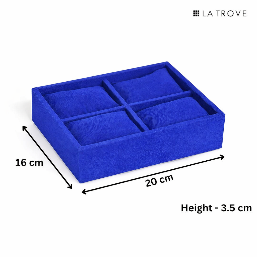 4 Slot Watch Tray Organiser for Drawer & Dresser – Premium Velvet Storage