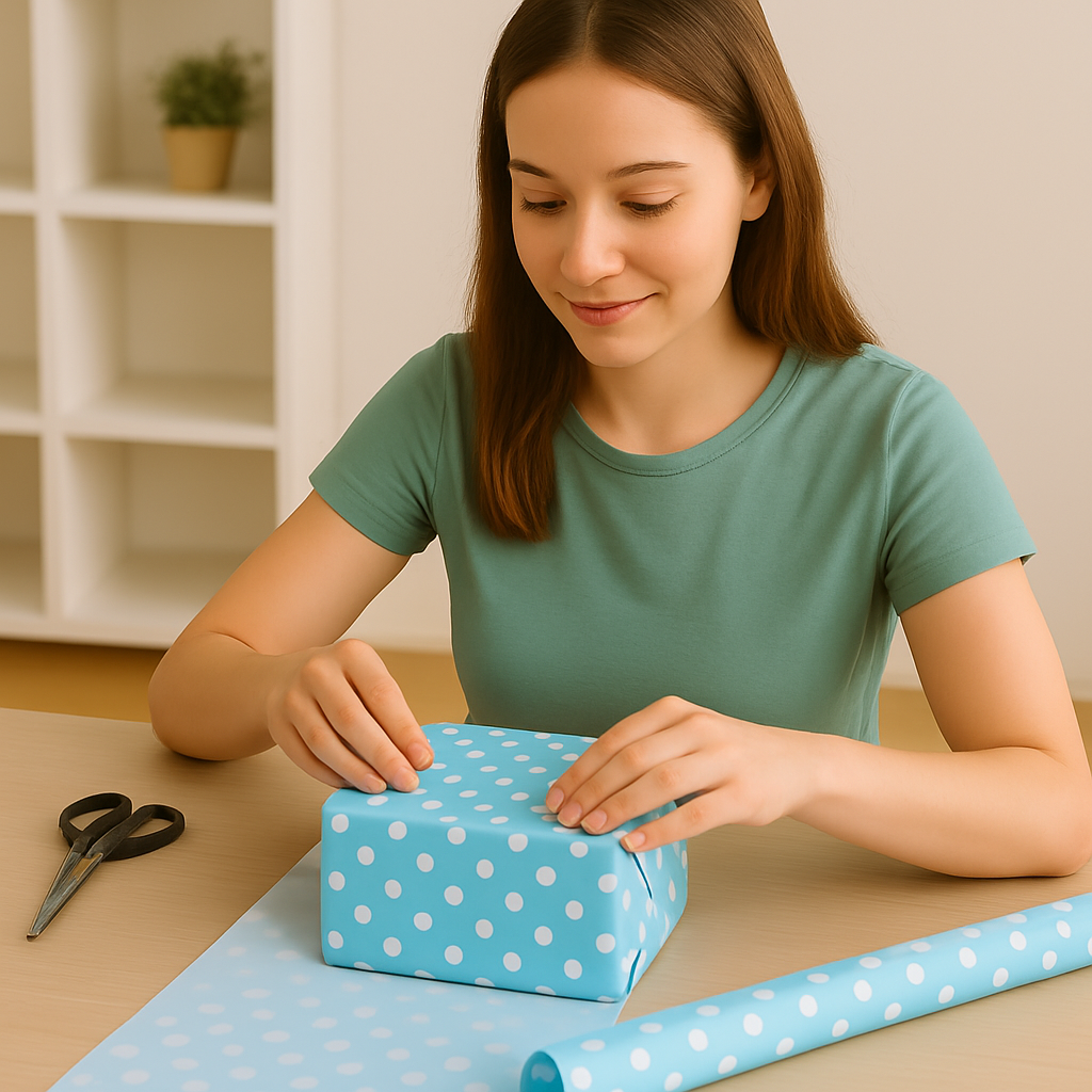Blue Polka Dots Packing Paper