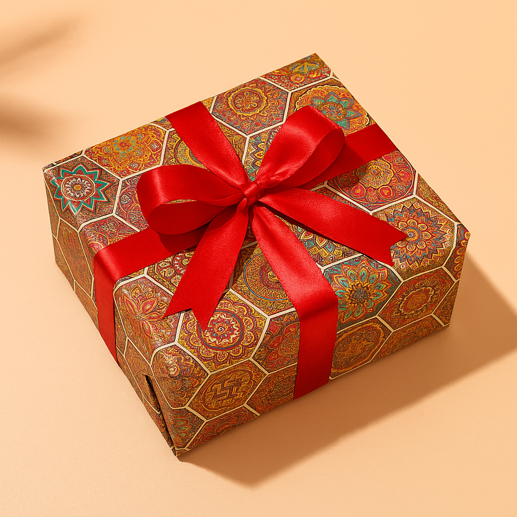 Vibrant hexa packing paper – bold geometric gift wrap sheet.