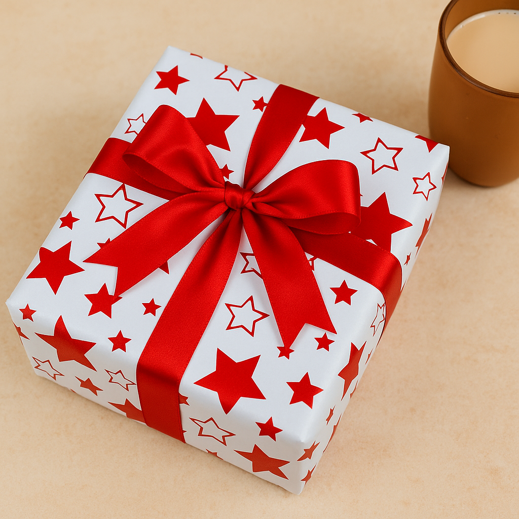 High quality stars red packing paper – pack of 5/10/15 sheets.