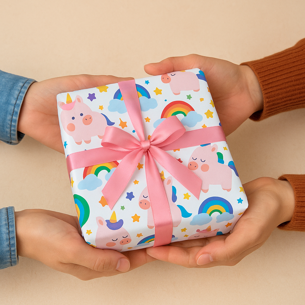 Magical unicorn gift wrap sheet by La Trove.
