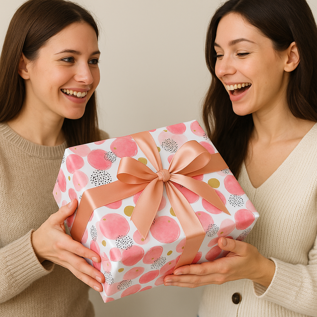 Decorative pink bubbles wrap for gifts.