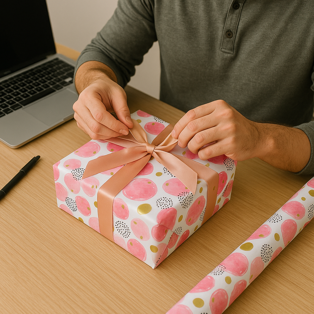 Pink Bubbles Packing Paper