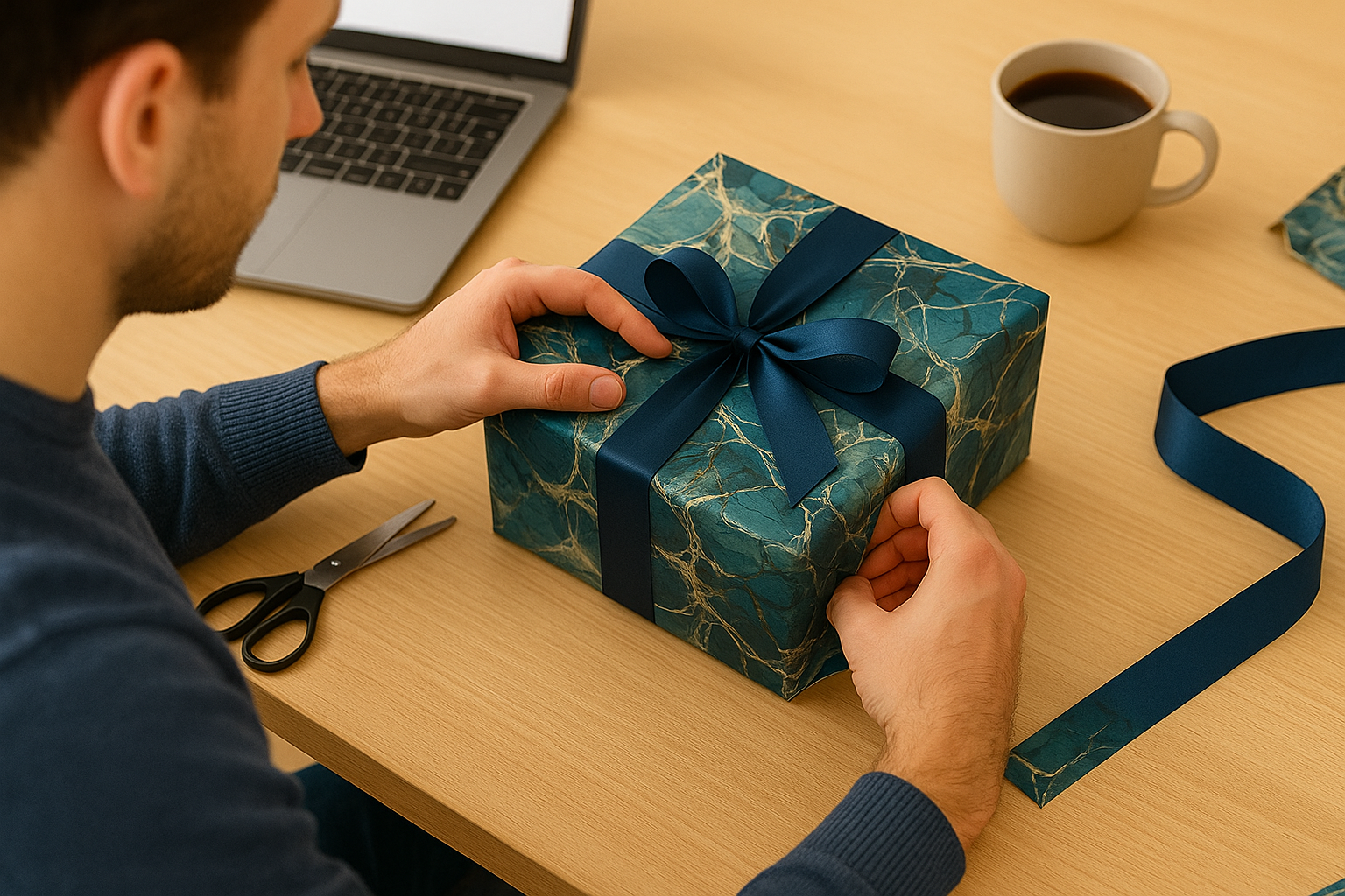 Premium emerald marble finish wrapping paper – elegant flat lay.