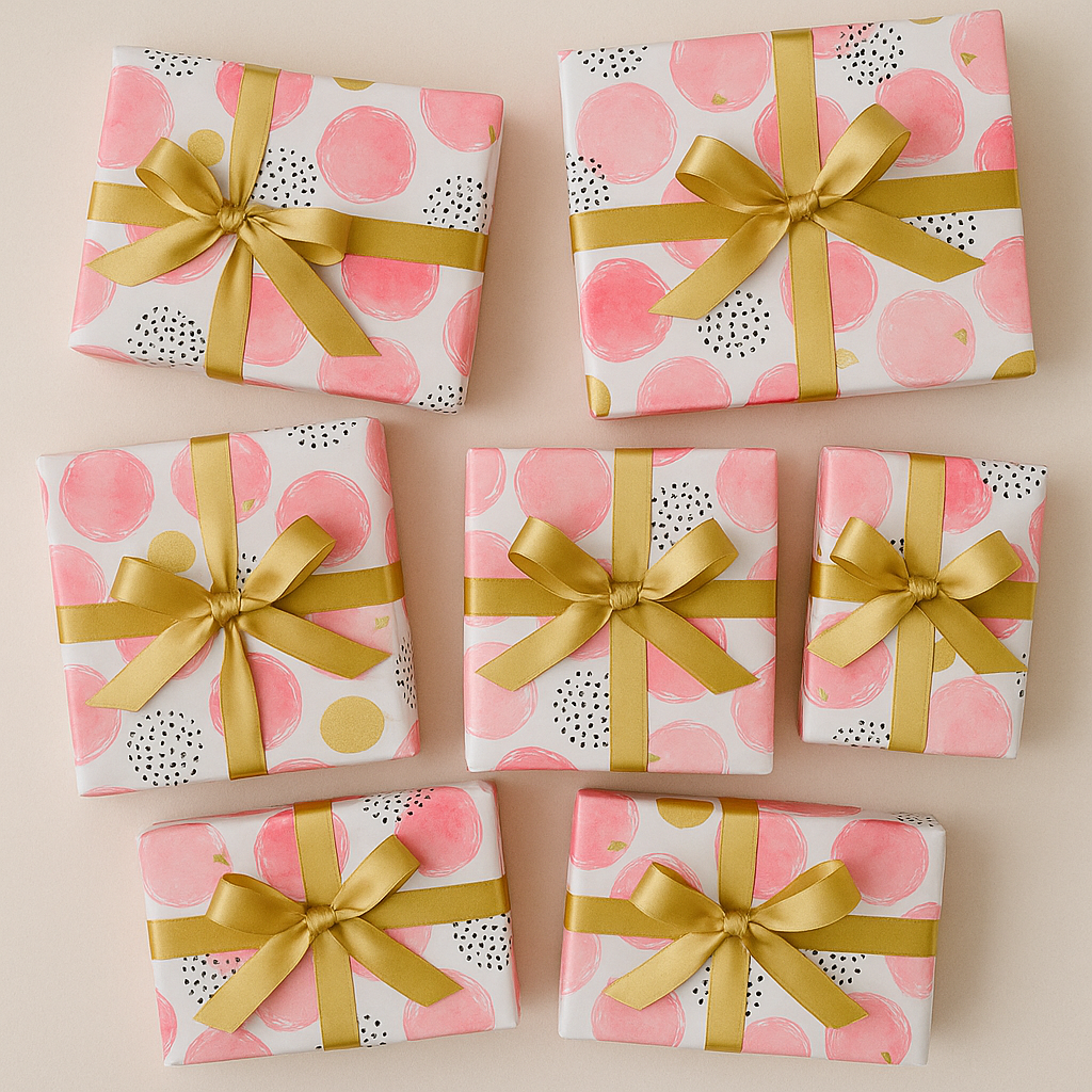 Pink Bubbles Packing Paper