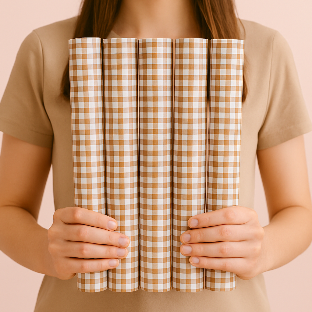 Golden Checks Packing Paper