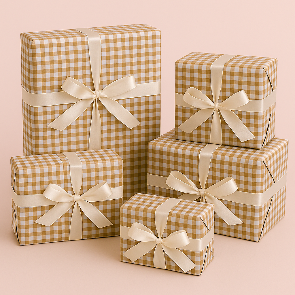 Golden Checks Packing Paper