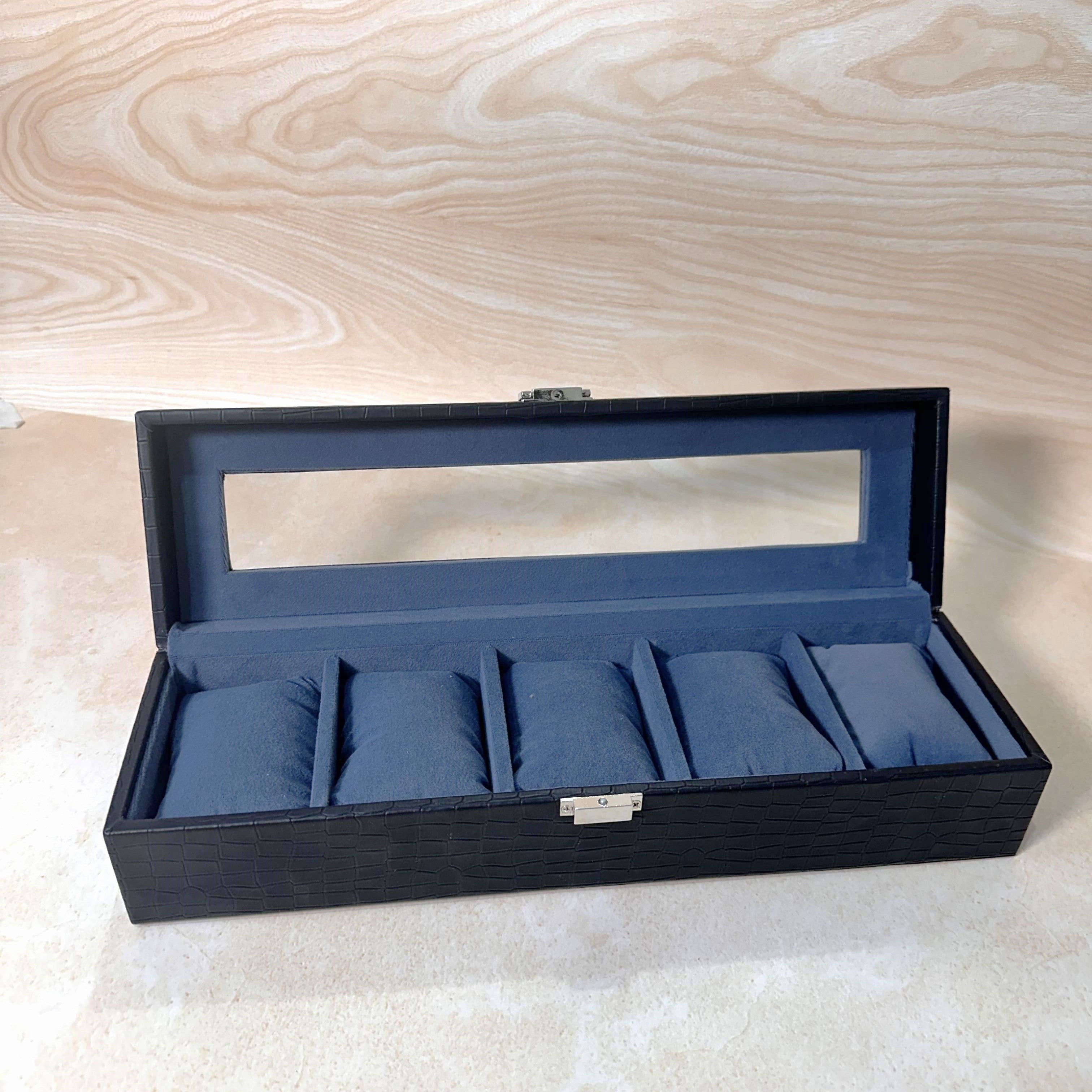5 Slot Watch Box With Glass Top