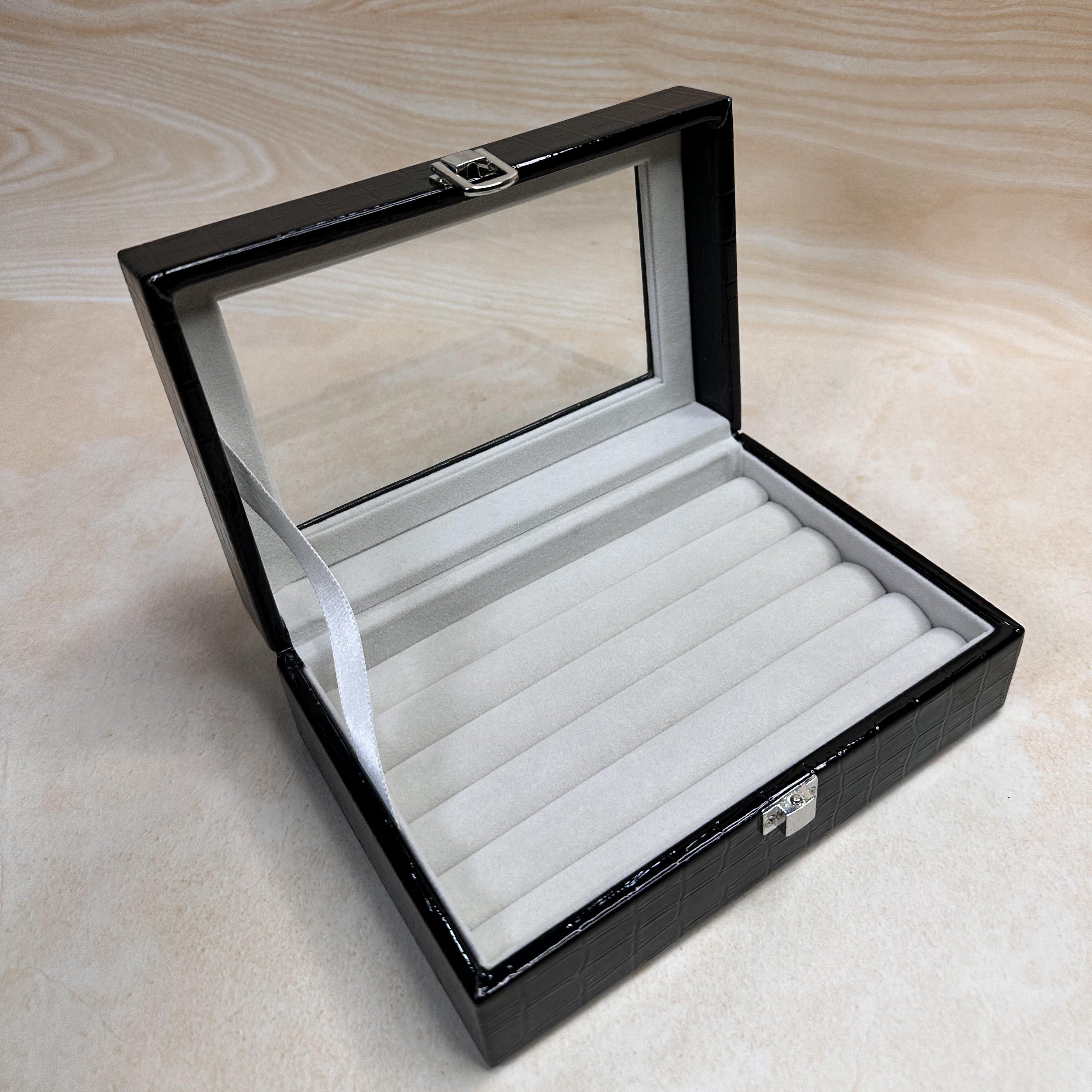 Ring Organiser Box With Glass Top
